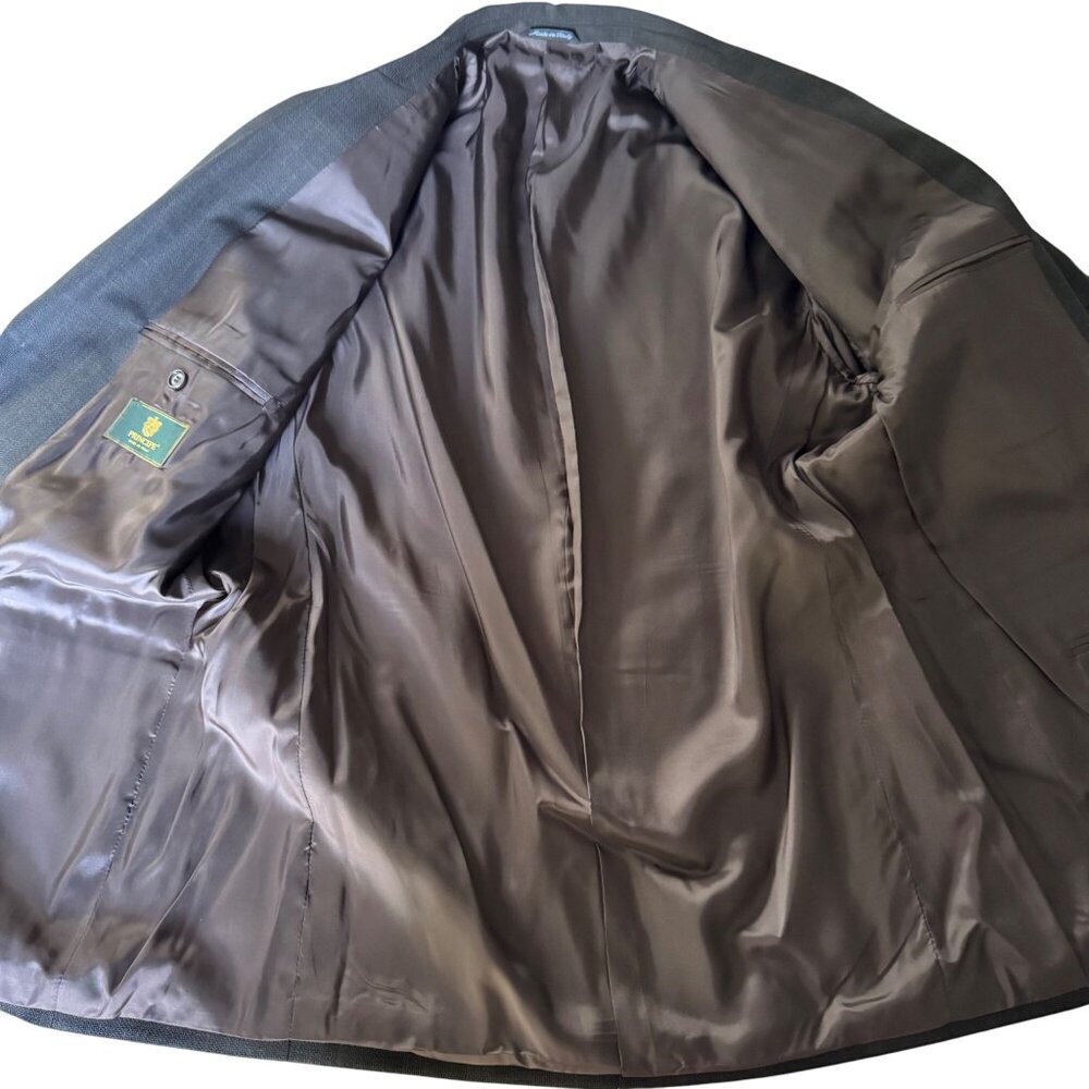 Principe Mens 44R Sport Blazer 100% Wool 3 Button Gray Tan Windowpane Italy New - Picture 4 of 16